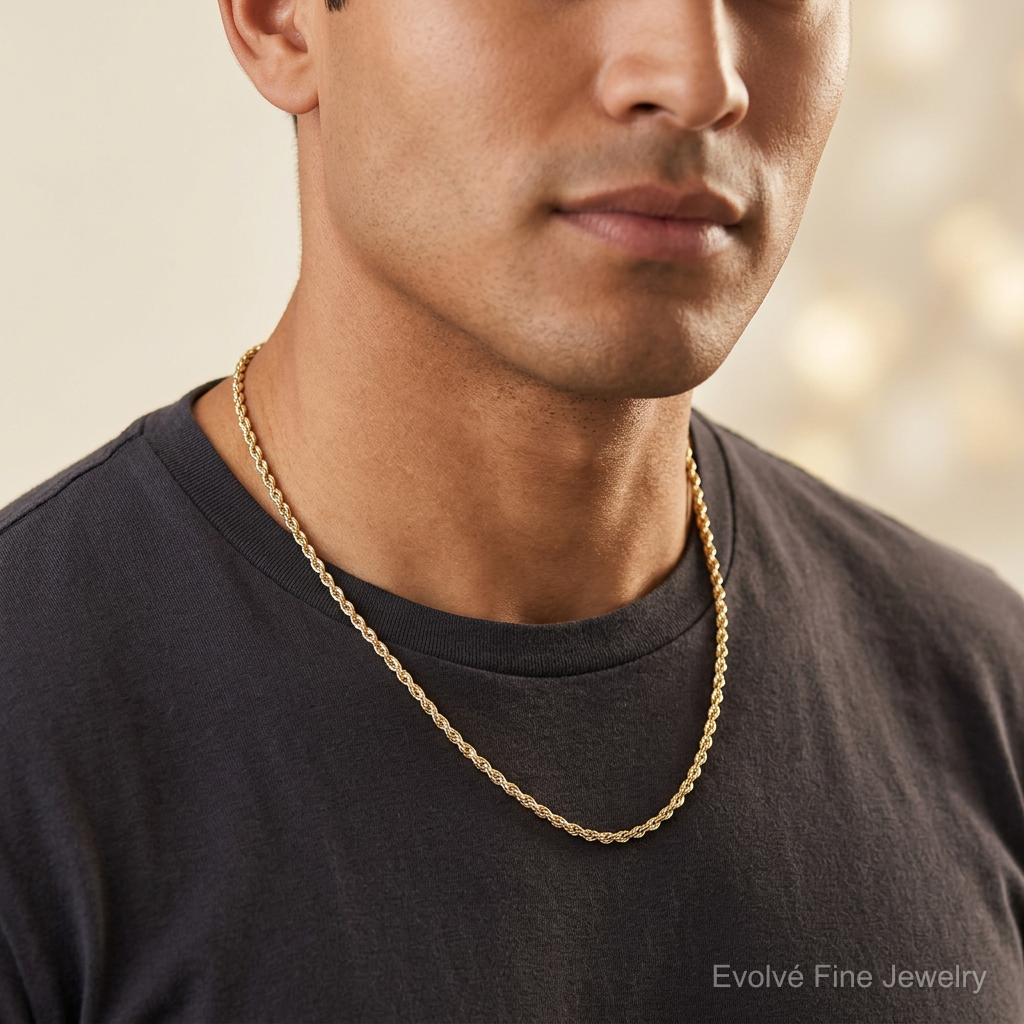 10k 3.25mm Diamond-cut Rope Chain - Model Shot