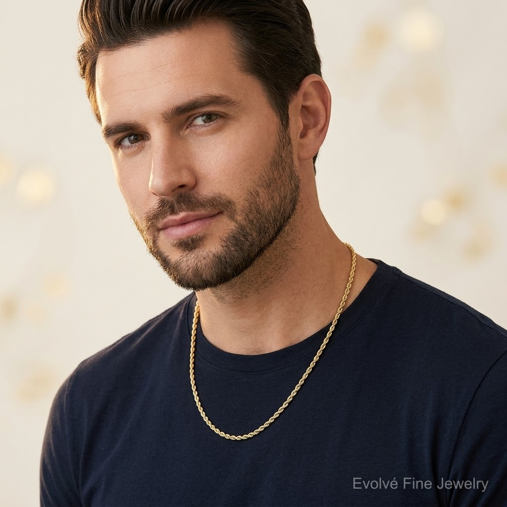 10k 3.5mm Diamond-cut Rope Chain - Model Shot
