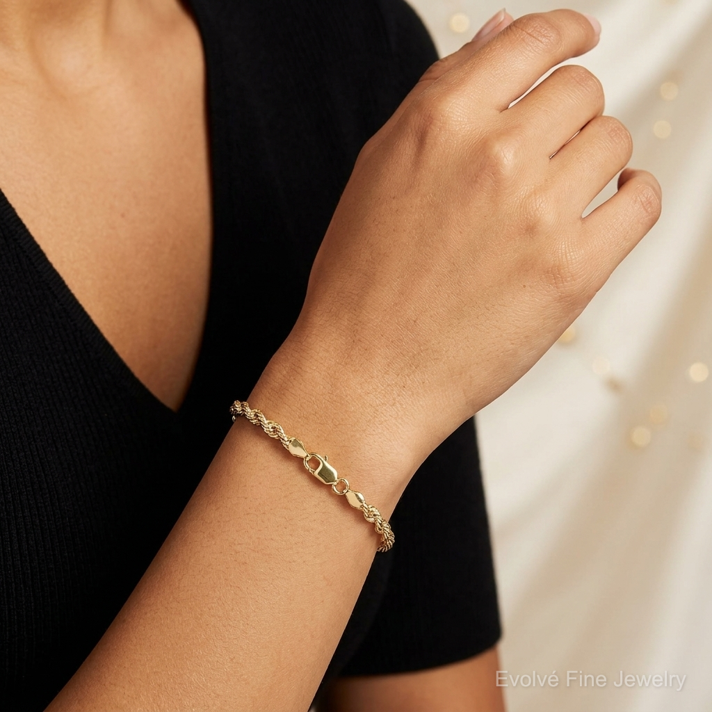 10k 3.5mm Diamond-cut Rope Chain - Model Shot
