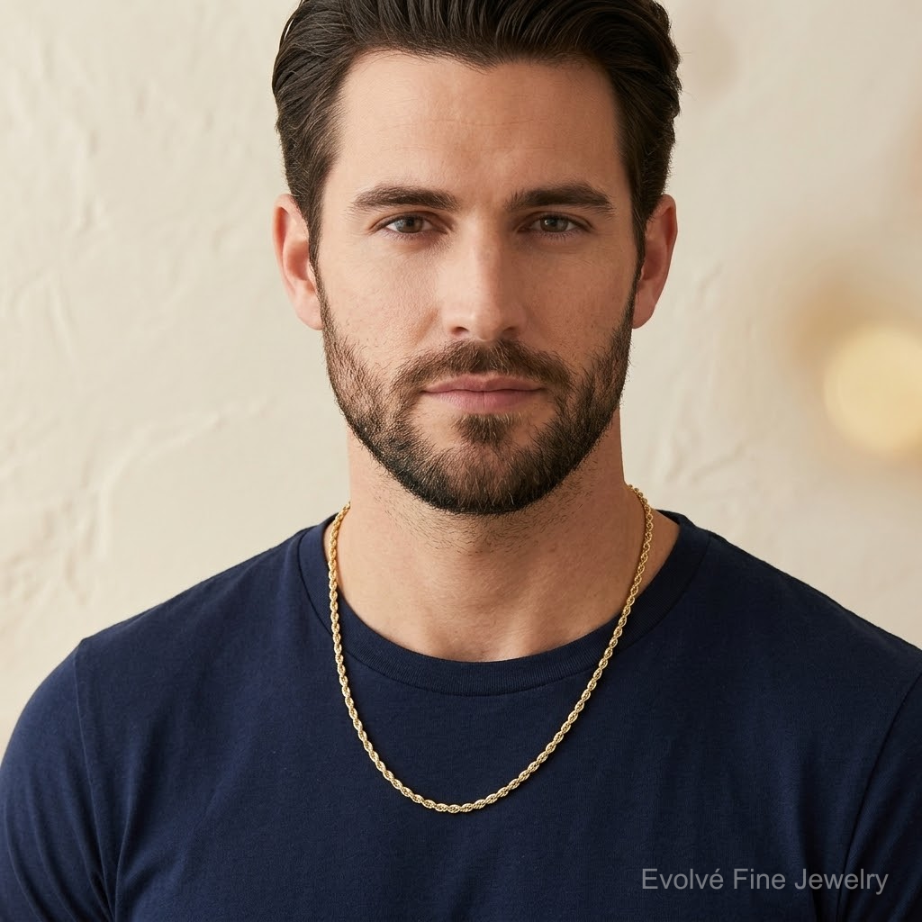 10k 3.75mm Diamond-cut Rope Chain - Model Shot