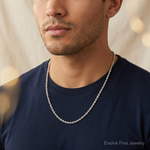10k White Gold 4mm Diamond-cut Rope Chain - Model Shot