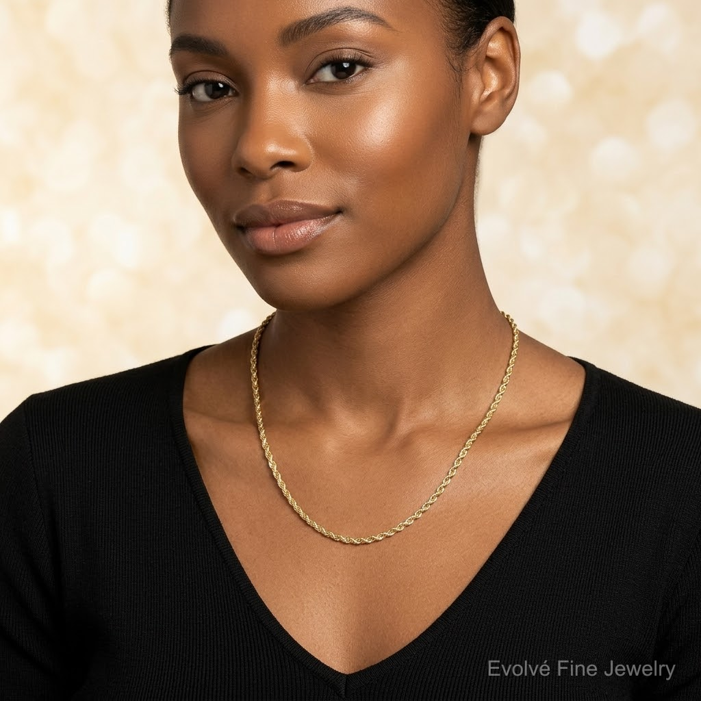 10k 4.5mm Diamond-Cut Rope Chain - Model Shot