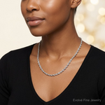 10k White Gold 4.5mm Diamond-Cut Rope Chain - Model Shot