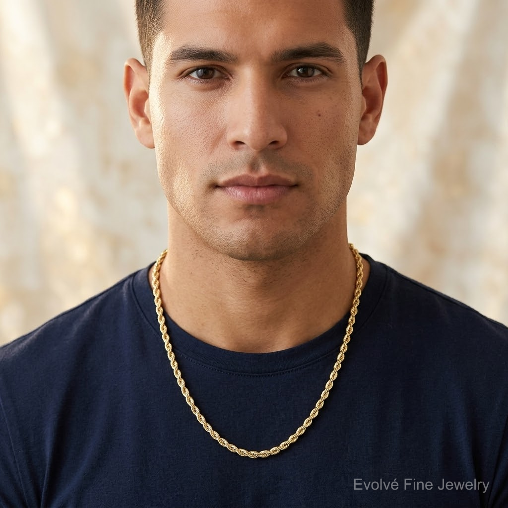 10k 6.5mm Diamond-cut Rope Chain - Model Shot