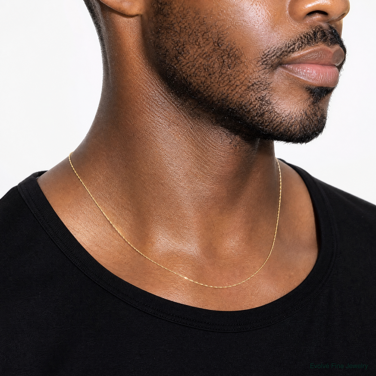 10k 1mm Carded Singapore Chain - Model Shot