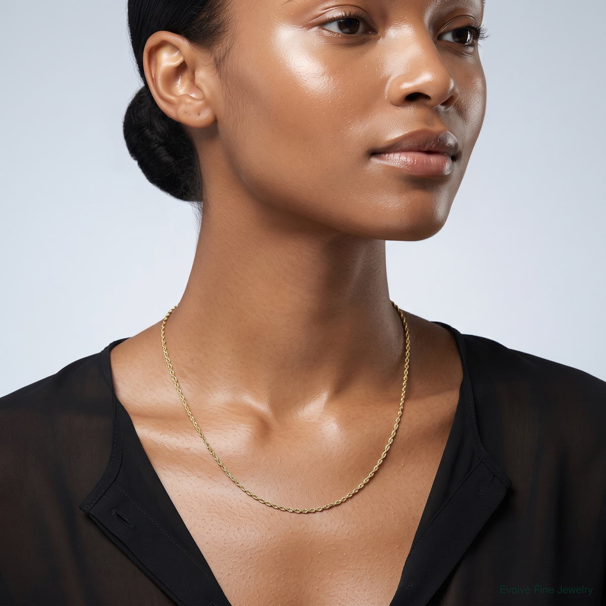 10k .5mm Carded Cable Rope Chain - Model Shot