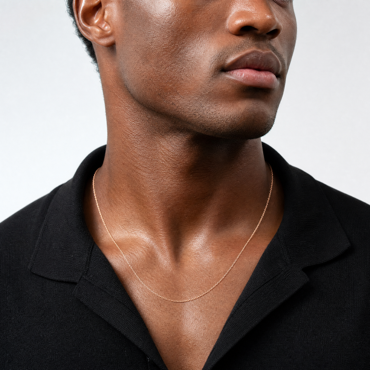 10k  Rose Gold .6 mm Carded Cable Rope Chain - Model Shot