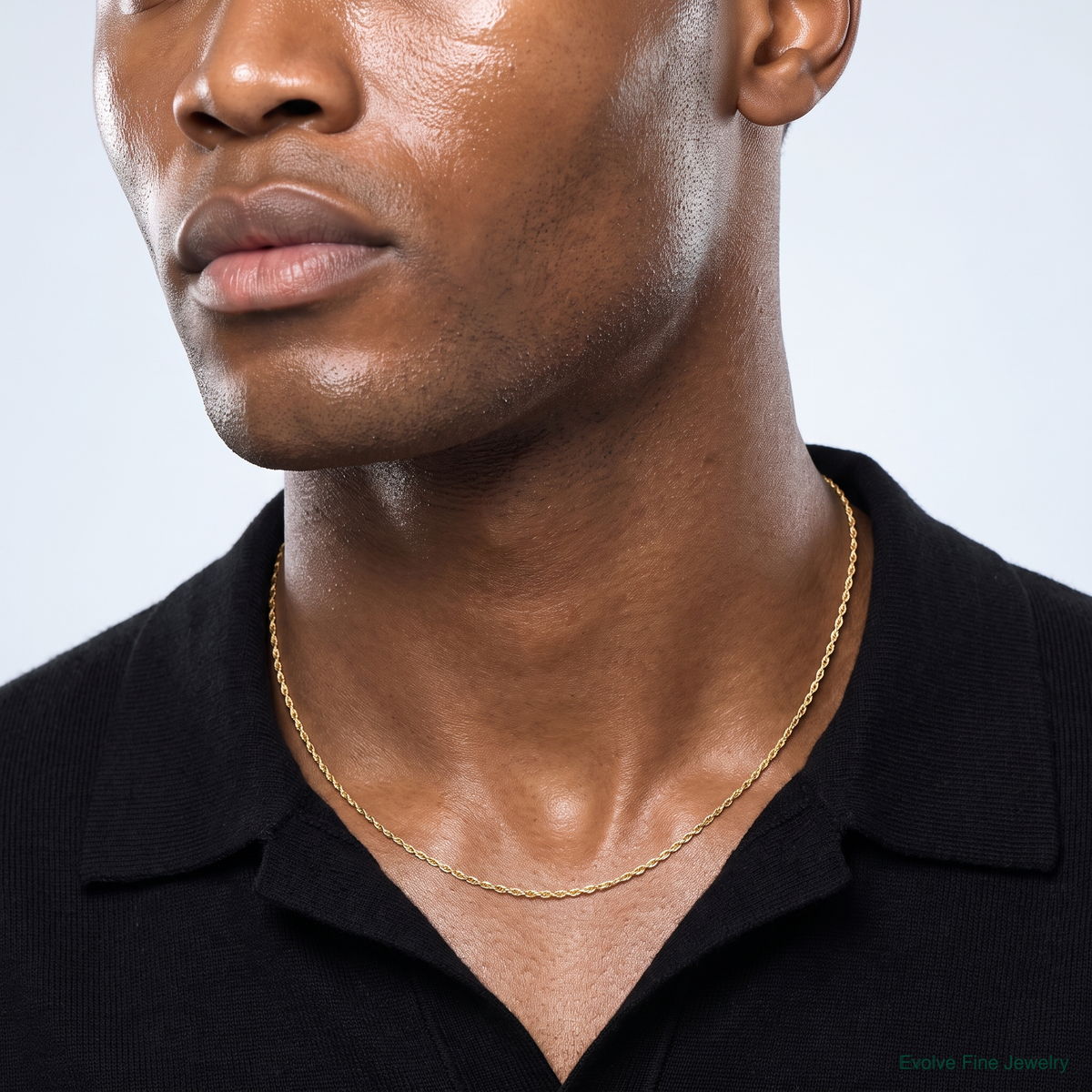 10k .6 mm Carded Cable Rope Chain - Model Shot