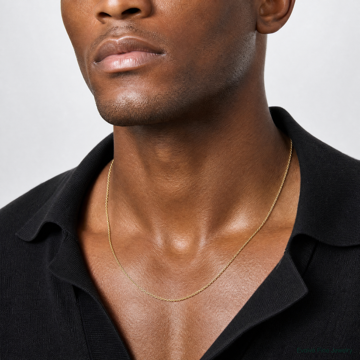10k .7mm Carded Cable Rope Chain - Model Shot