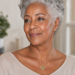 10K Two-tone w/White Rhodium GRANDMA Heart Charm - Model Shot