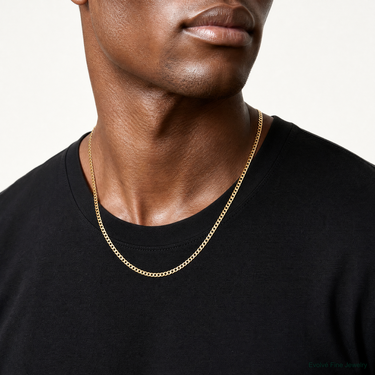 10K 3.1mm Lightweight Flat Cuban Chain - Model Shot