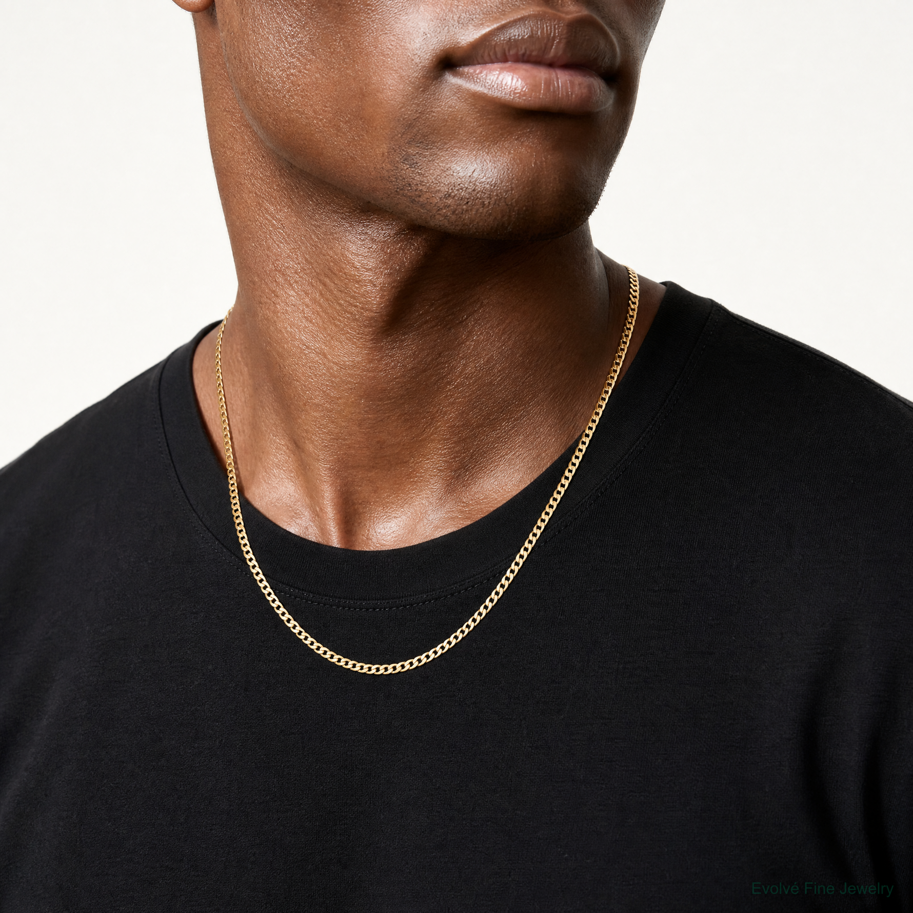 10K 3.1mm Lightweight Flat Cuban Chain - Model Shot