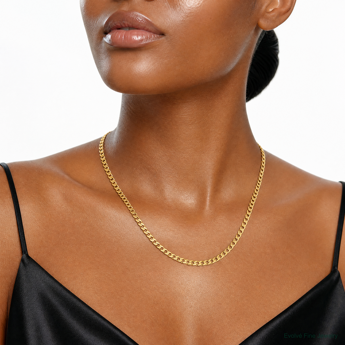 10K 3.7mm Lightweight Flat Cuban Chain - Model Shot