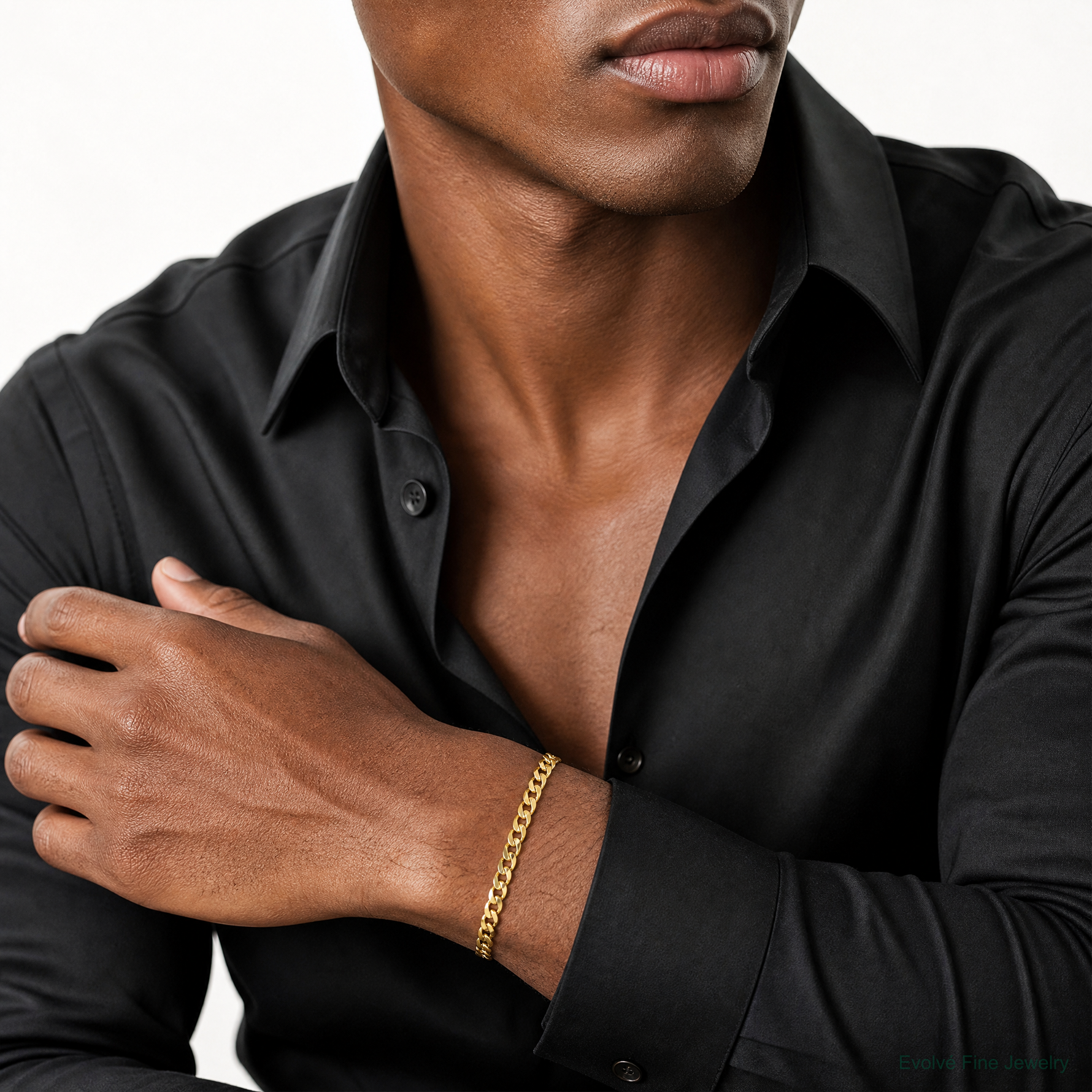 10K 3.7mm Lightweight Flat Cuban Chain - Model Shot