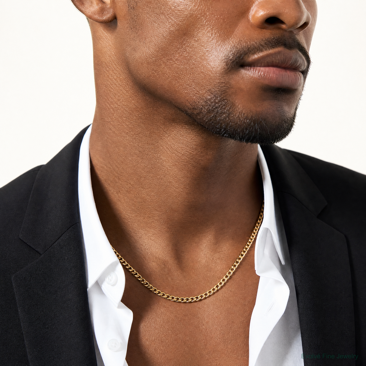 10K 4.7mm Lightweight Flat Cuban Chain - Model Shot