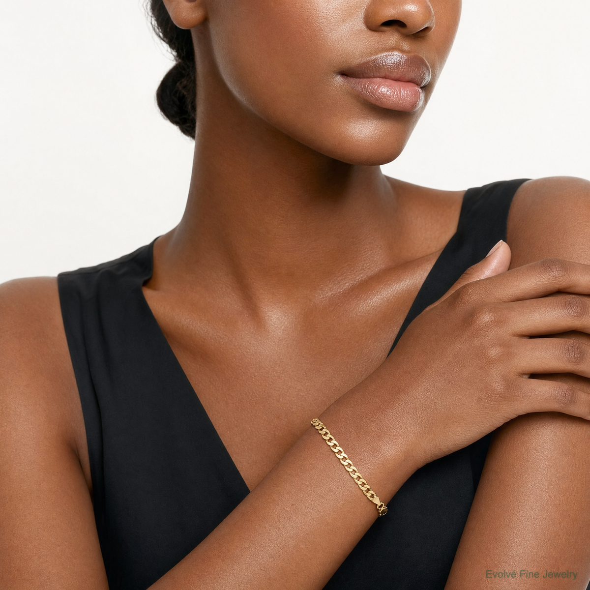 10K 4.7mm Lightweight Flat Cuban Chain - Model Shot