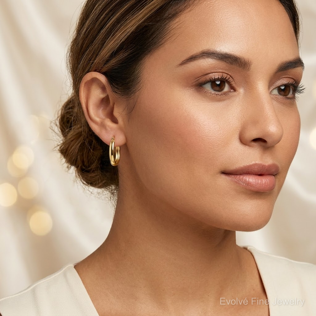 Leslie's 10K Polished Yellow Gold Hoop Earrings - Model Shot