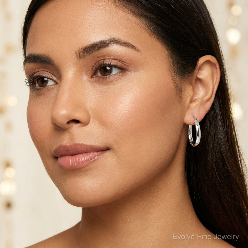Leslie's 10K Polished White Gold Hoop Earrings - Model Shot