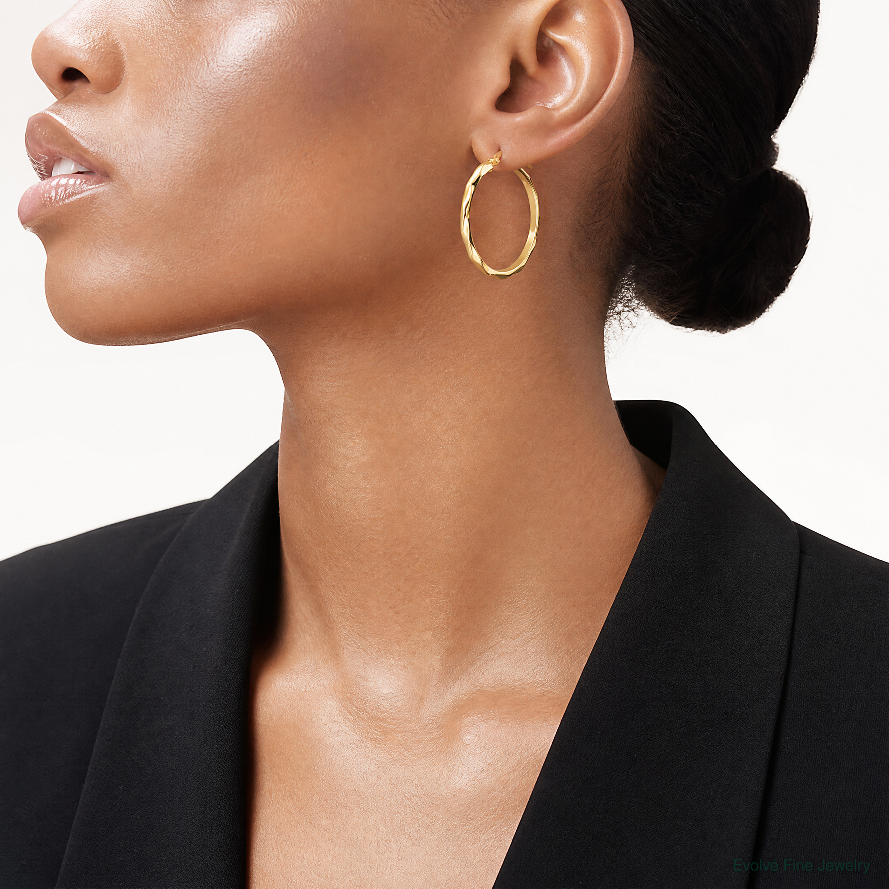 Leslie's 10K Polished Twisted Round Hoop Earrings - Model Shot