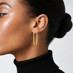 Leslie's 10K Polished and Diamond-cut Oval Hoop Earrings - Model Shot
