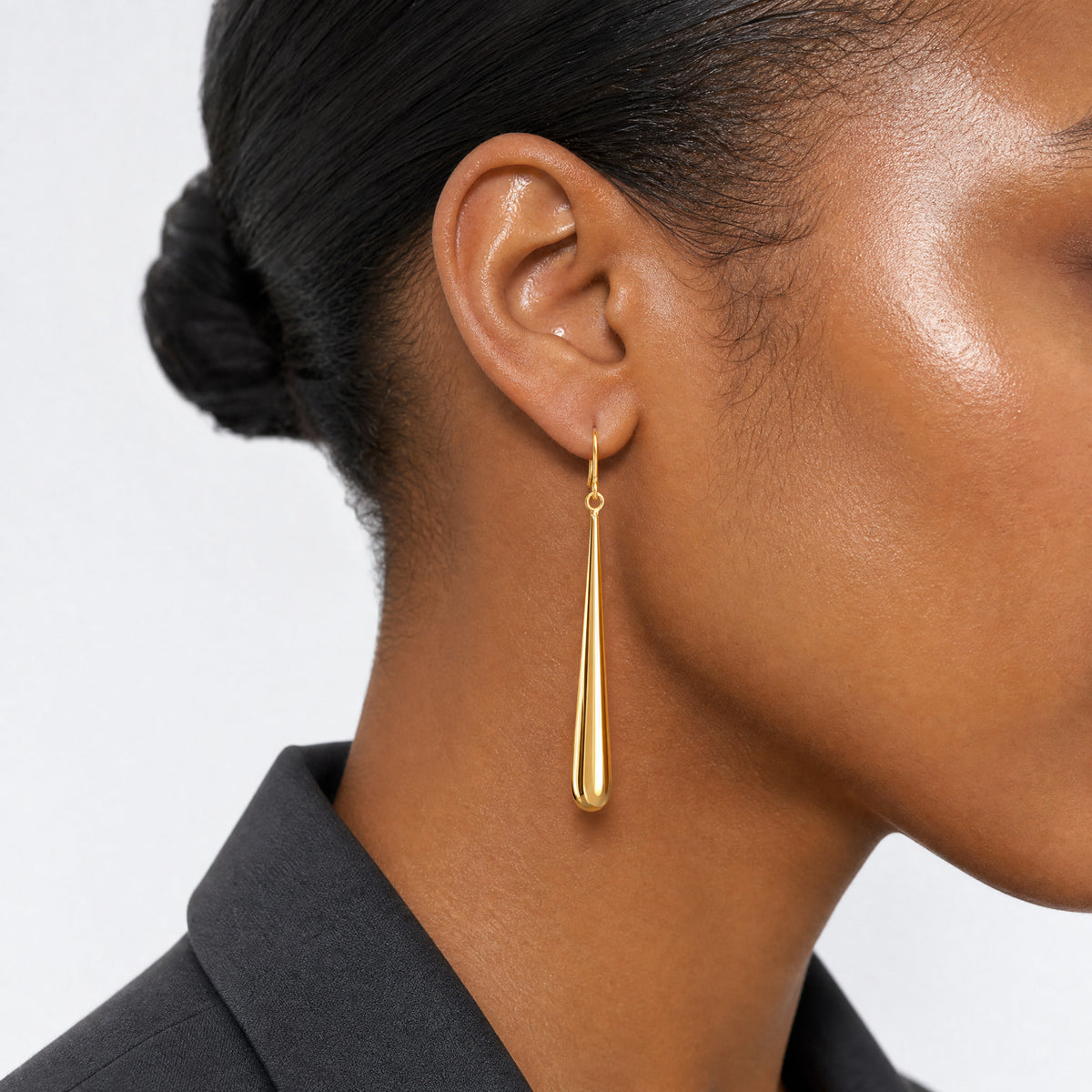 Leslie's 10K Polished Shepherd Hook Earrings - Model Shot