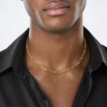 Leslie's 10K Polished and Textured Paperclip Link Necklace - Model Shot