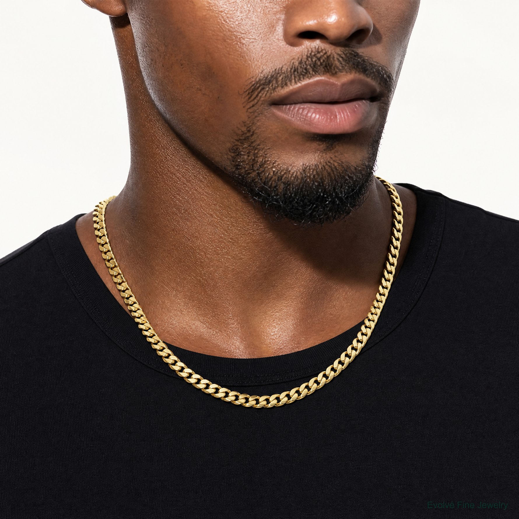 10k 7mm Hand-polished Miami Cuban Chain - Model Shot