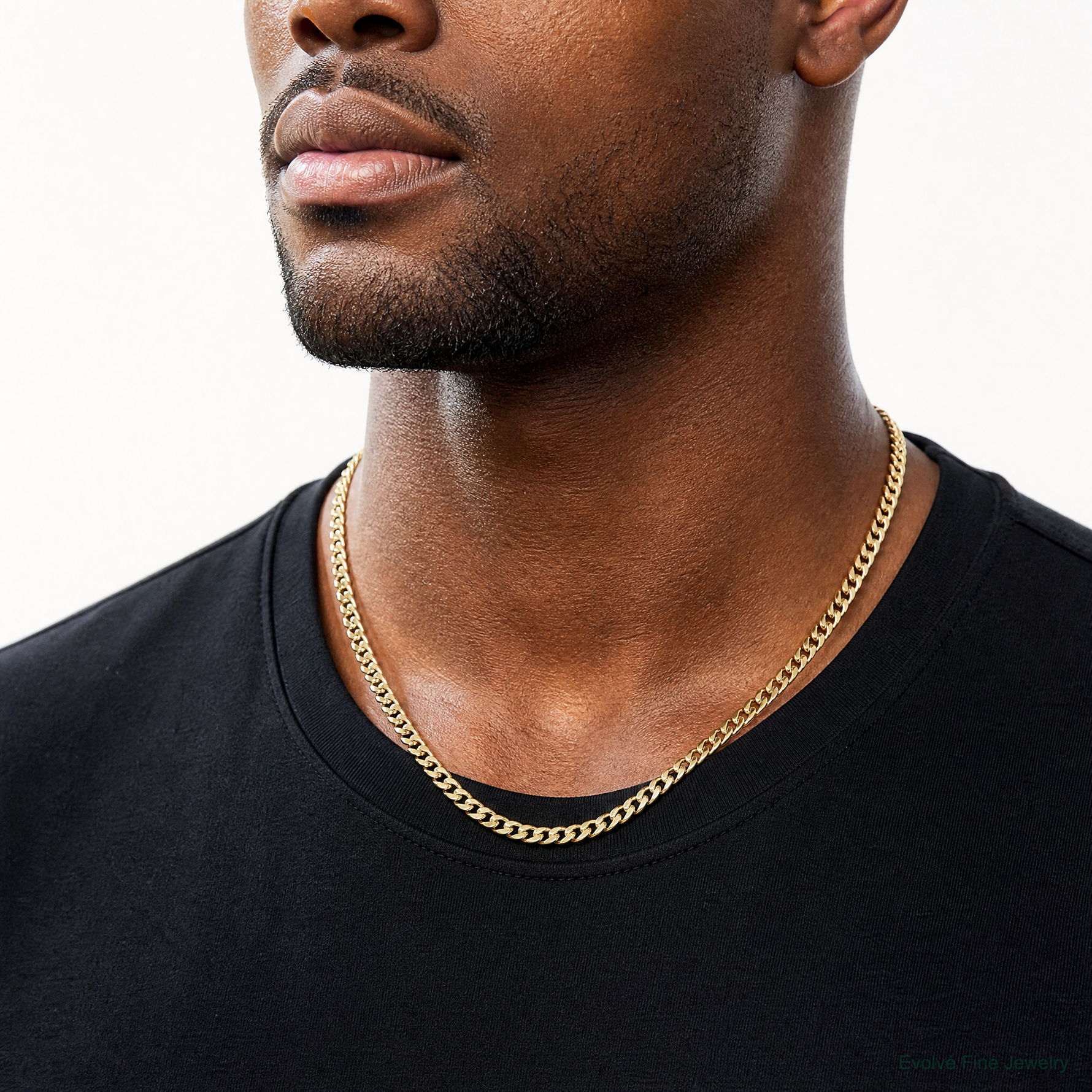 10k 8.7mm Hand-polished Miami Cuban Chain - Model Shot