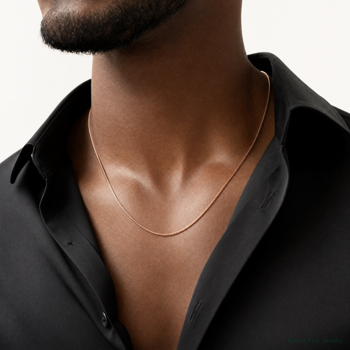 10k Rose Gold .70mm Box Chain - Model Shot