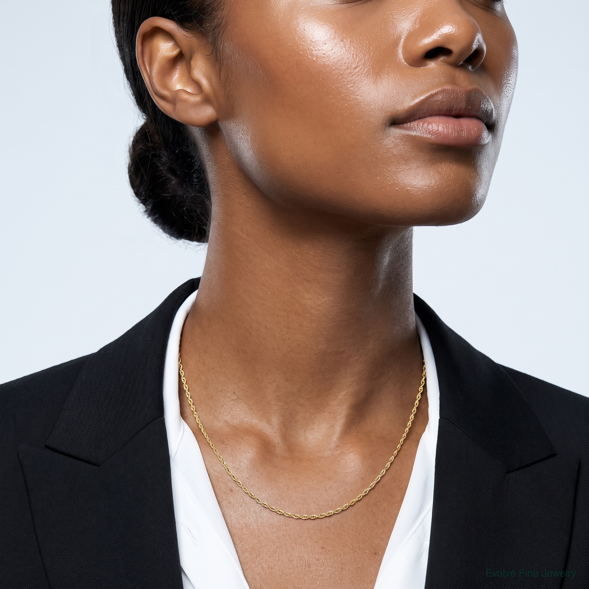 14K 1.35mm Carded Cable Rope Chain - Model Shot