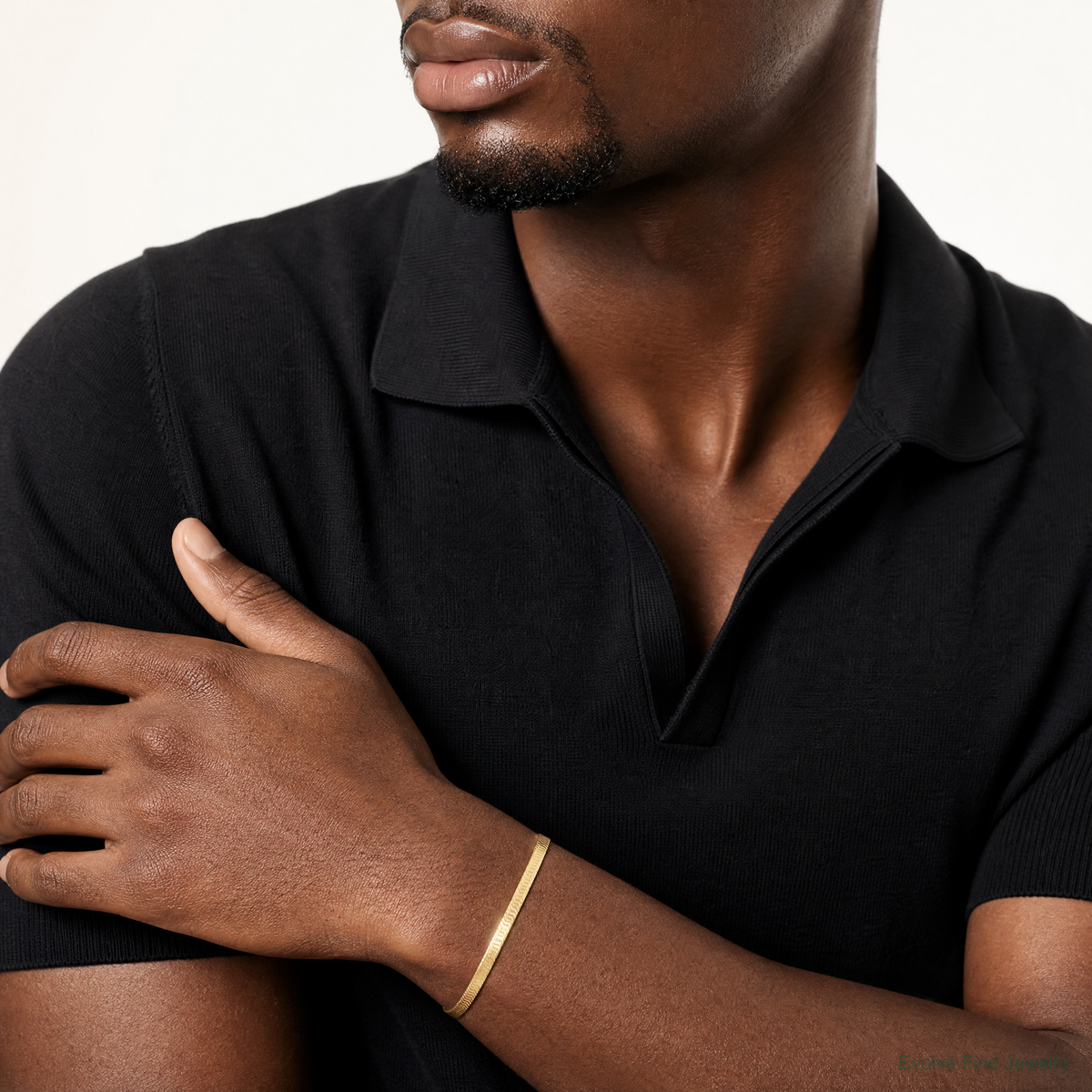 10k 2.5mm Silky Herringbone Chain - Model Shot