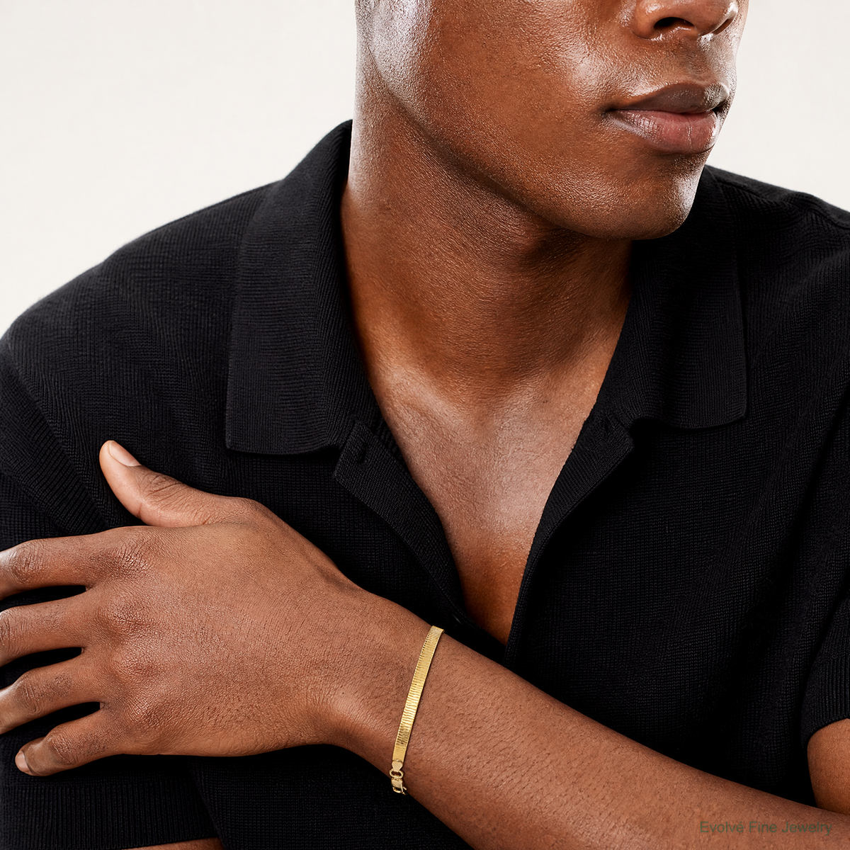 10k 4mm Silky Herringbone Chain - Model Shot