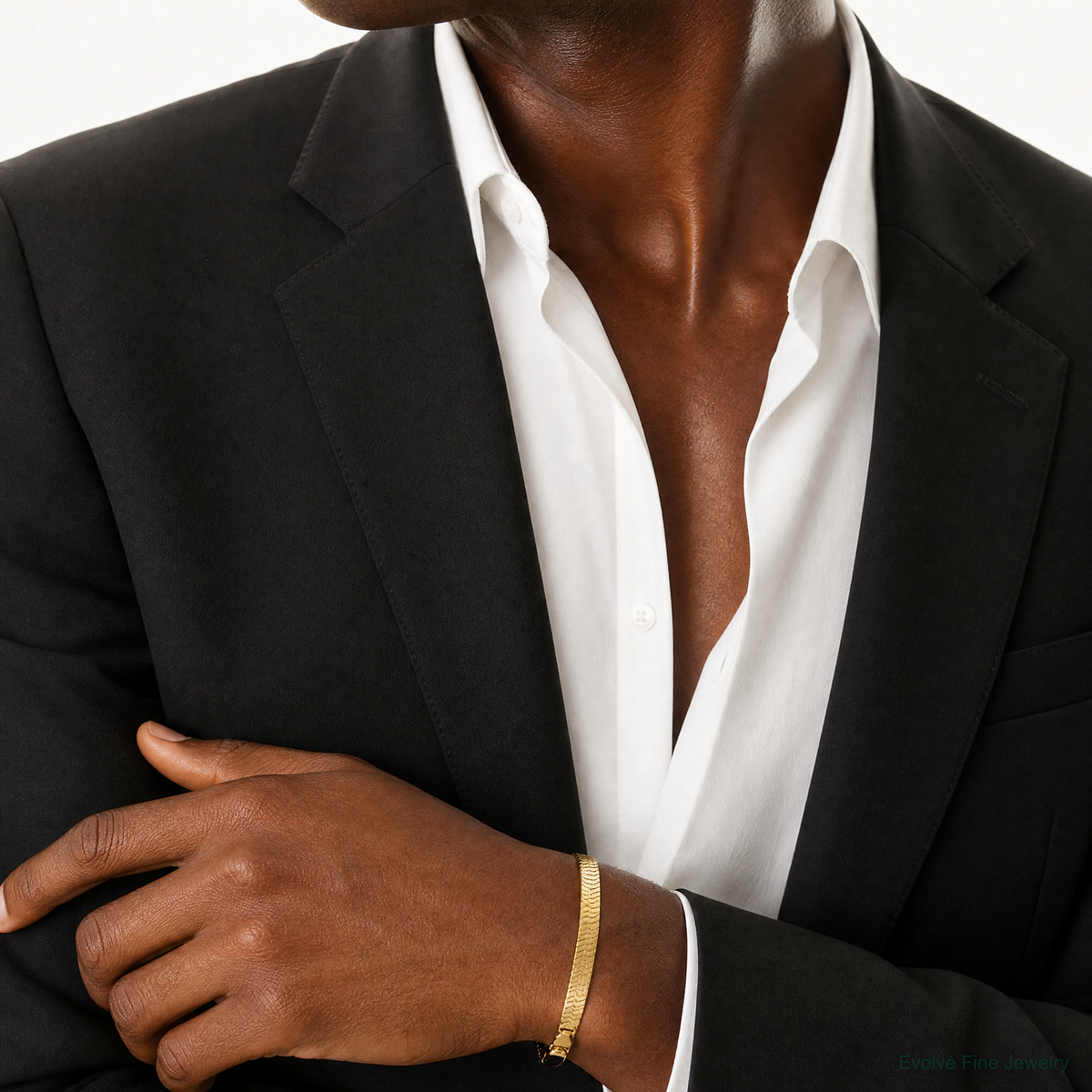 10k 5mm Silky Herringbone Chain - Model Shot