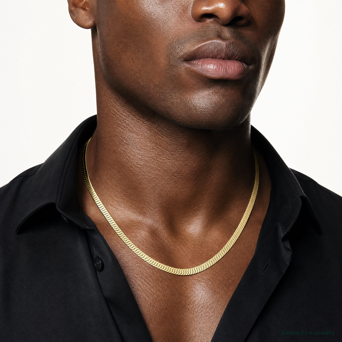 10k 5.5mm Silky Herringbone Chain - Model Shot