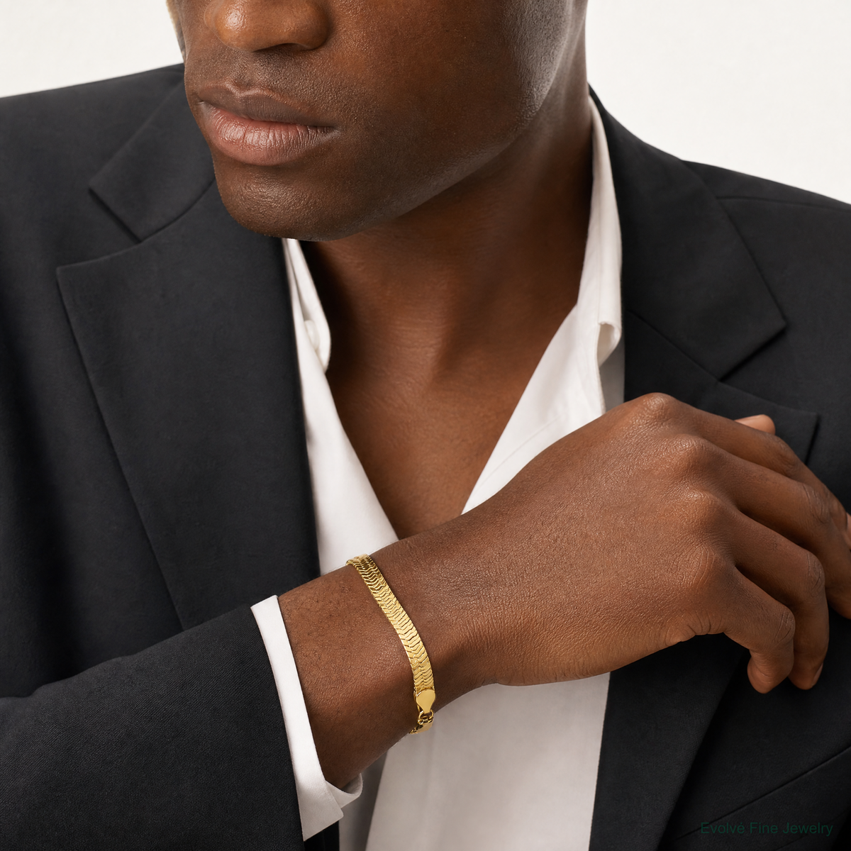 10k 5.5mm Silky Herringbone Chain - Model Shot