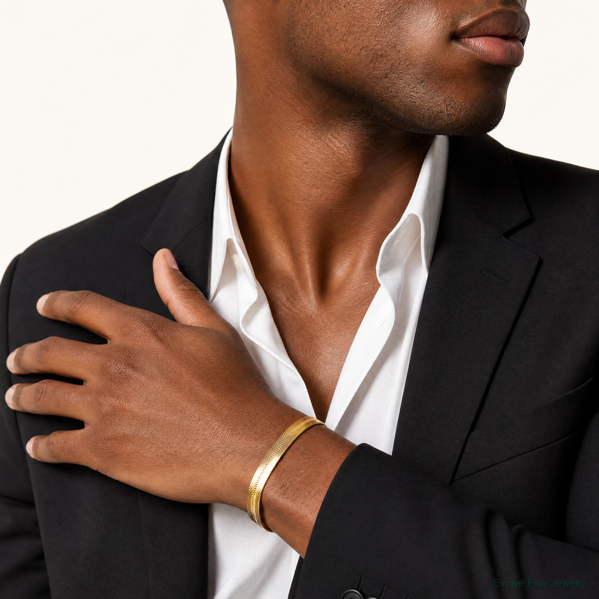 10K 6.5mm Silky Herringbone Chain - Model Shot