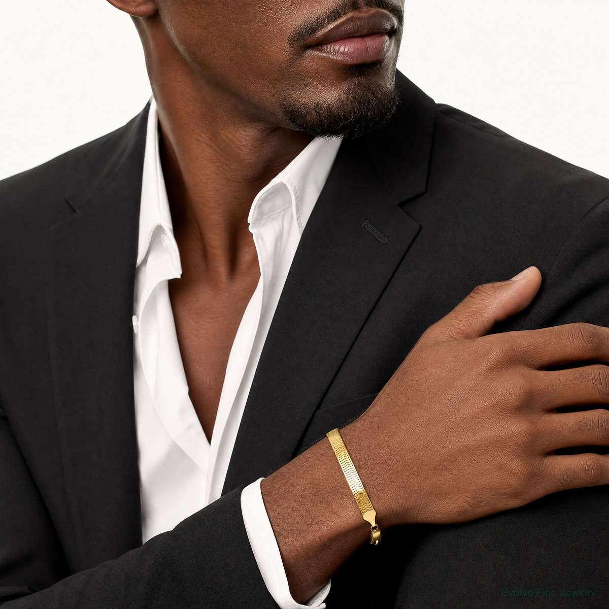 10K 10mm Silky Herringbone Chain - Model Shot