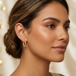 10K Scalloped Hollow Hoop Earrings - Model Shot