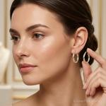 10k Two-tone Diamond Cut Twisted Hoop Earrings - Model Shot