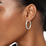 10k White Gold Polished Hoop Earring - Model Shot