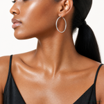10k White Gold Polished Hoop Earring - Model Shot