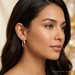 10K 3x2mm Oval Hoop Earrings - Model Shot