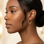 10K Polished Knife Edge Hoop Earrings - Model Shot