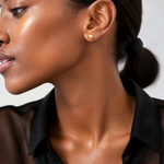 10k Polished 7mm Ball Post Earrings - Model Shot