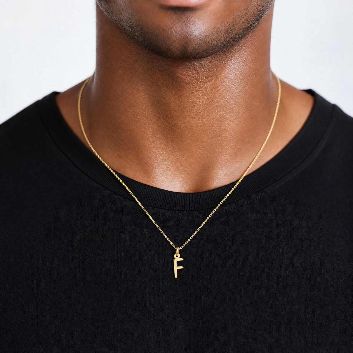 10k Large Slanted Block Initial F Charm - Model Shot