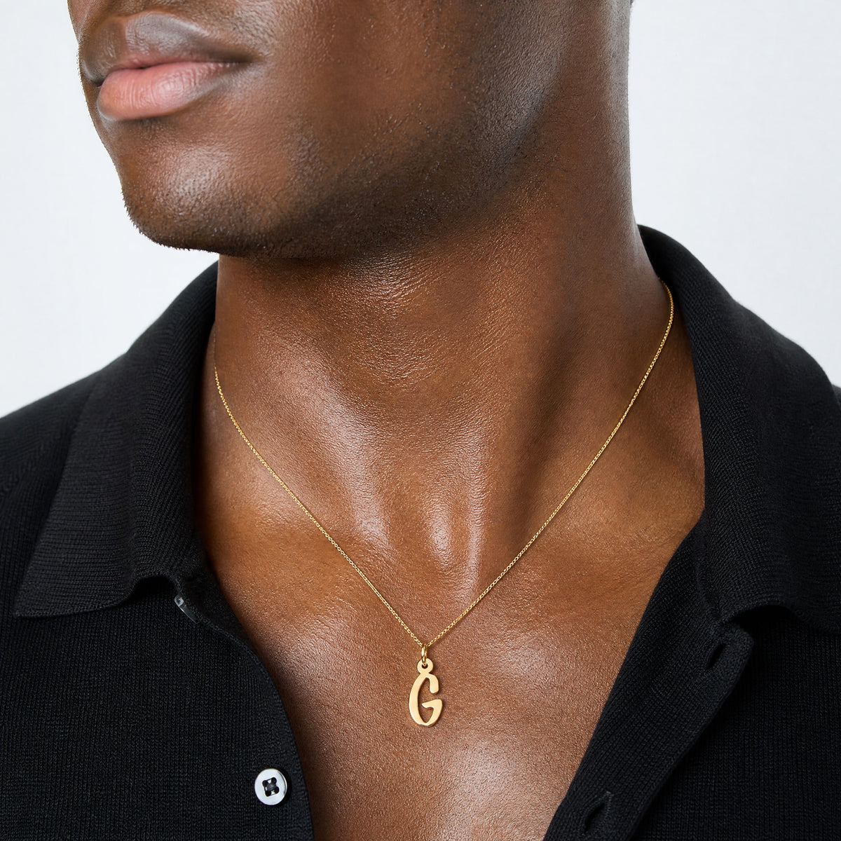 10k Large Slanted Block Initial G Charm - Model Shot