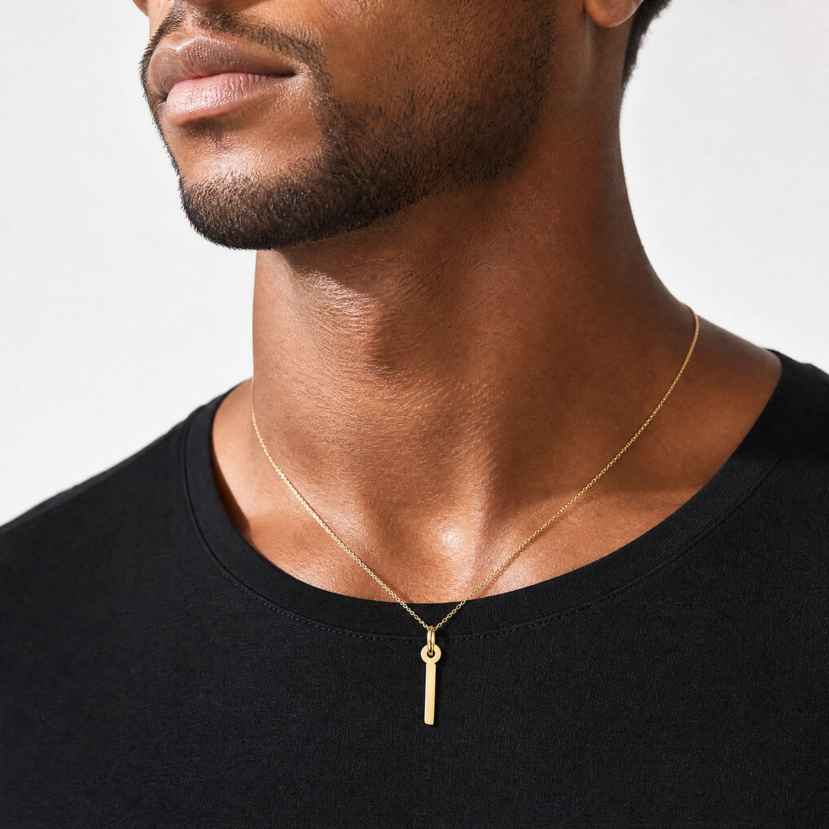 10k Large Slanted Block Initial I Charm - Model Shot