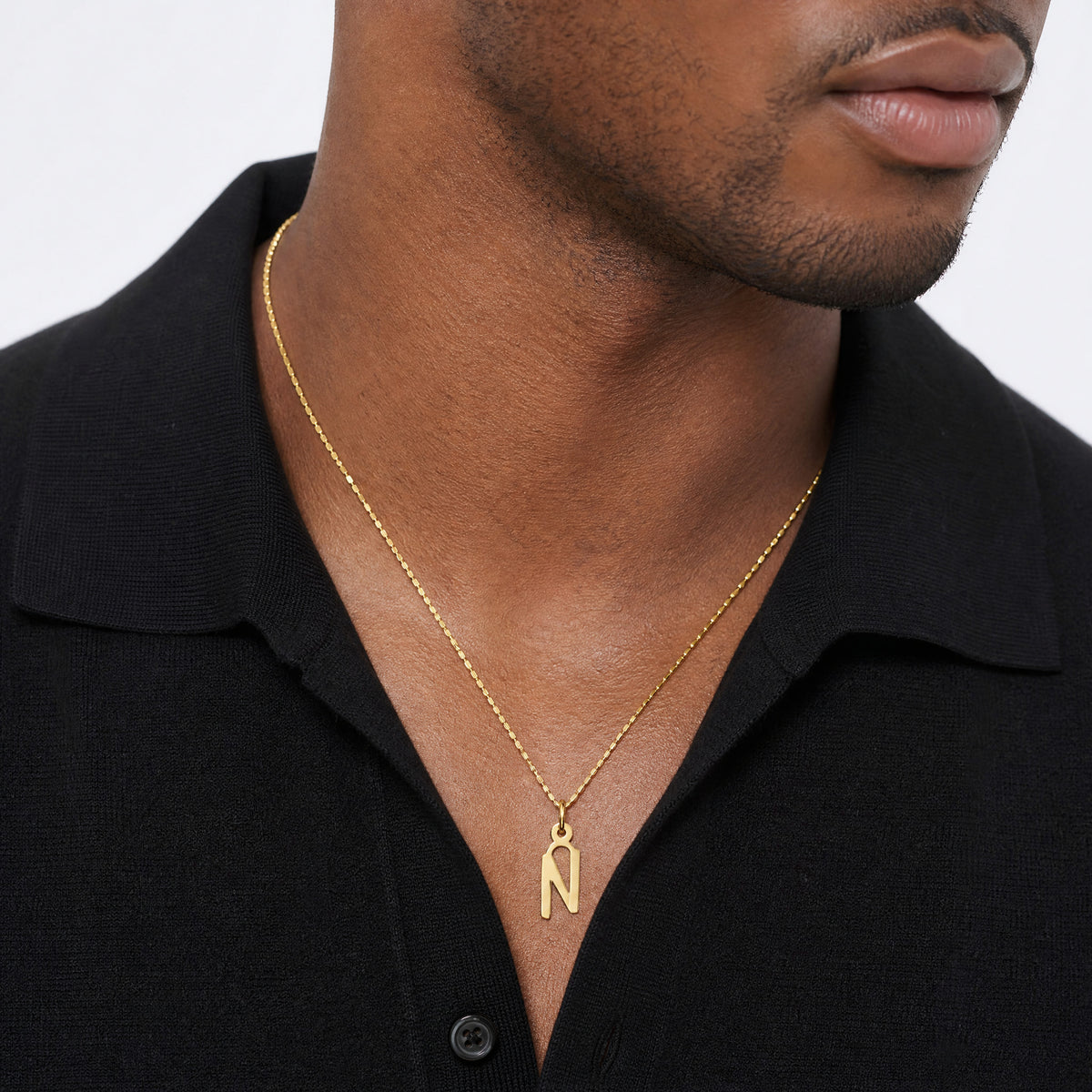 10k Large Slanted Block Initial N Charm - Model Shot