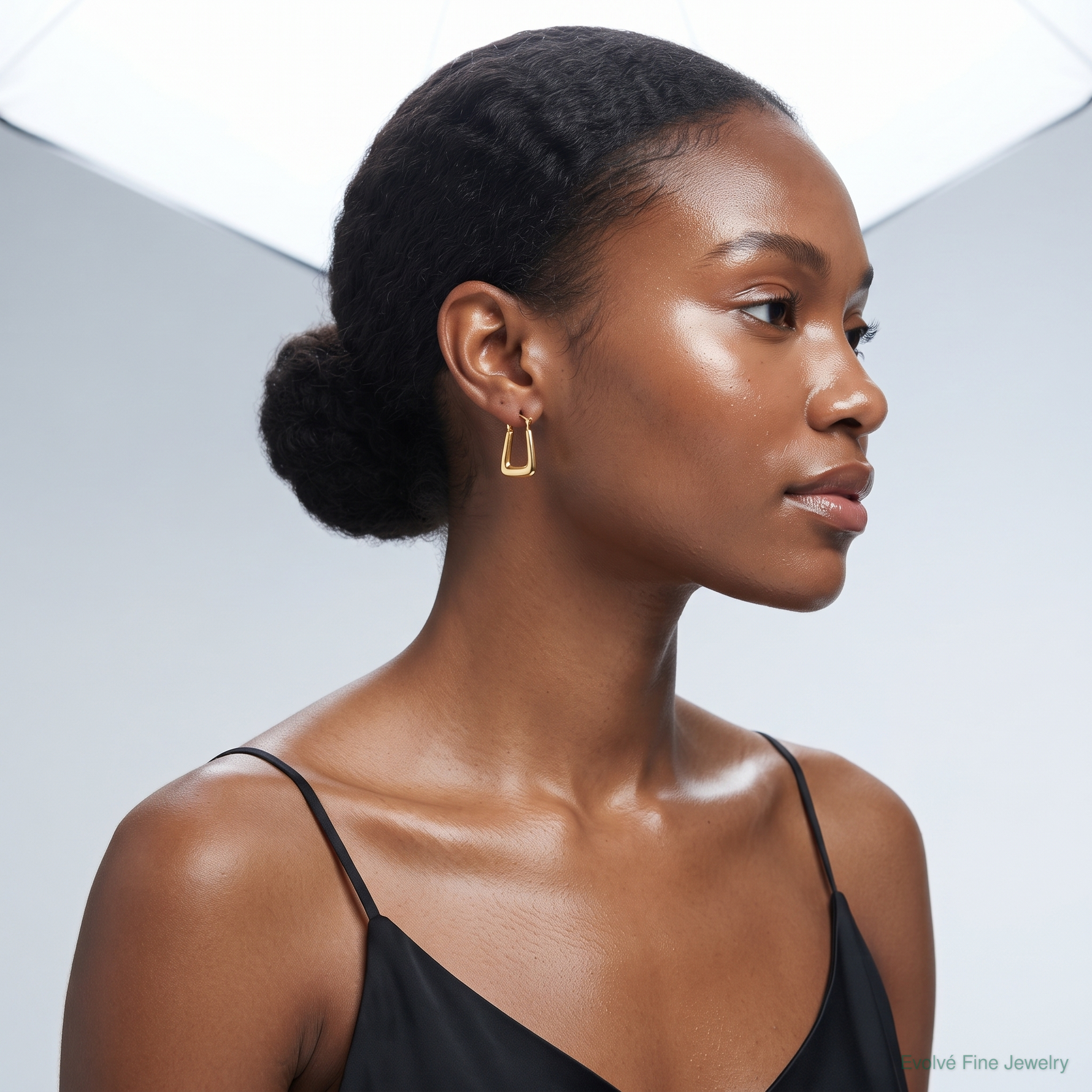 10K Polished Hollow Fancy Hoops - Model Shot