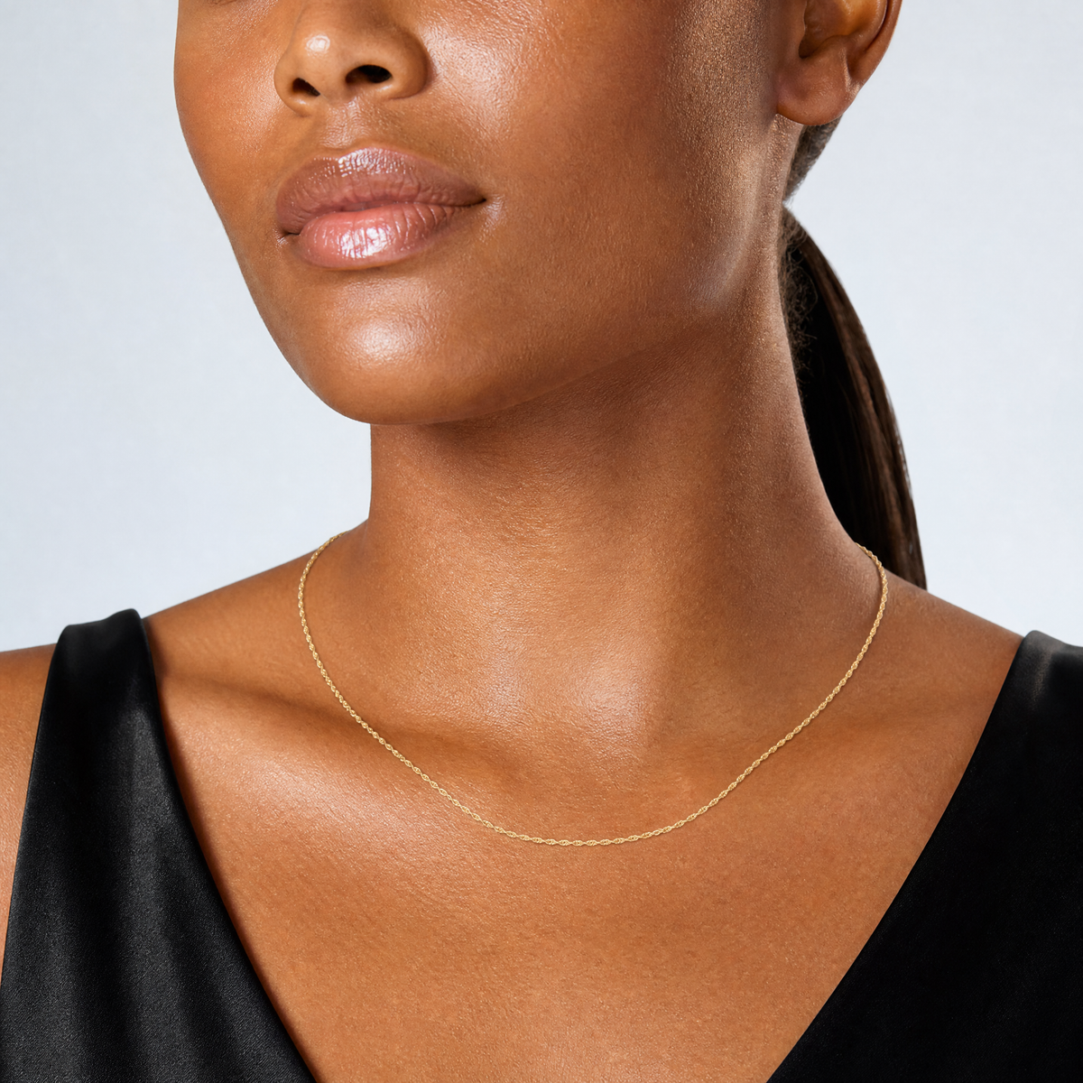 14K 1.55mm Carded Cable Rope Chain - Model Shot